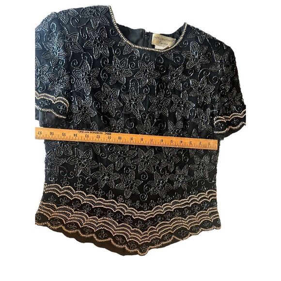 Pappell boutique 100% silk beaded Evening blouse size medium. - Picture 11 of 12